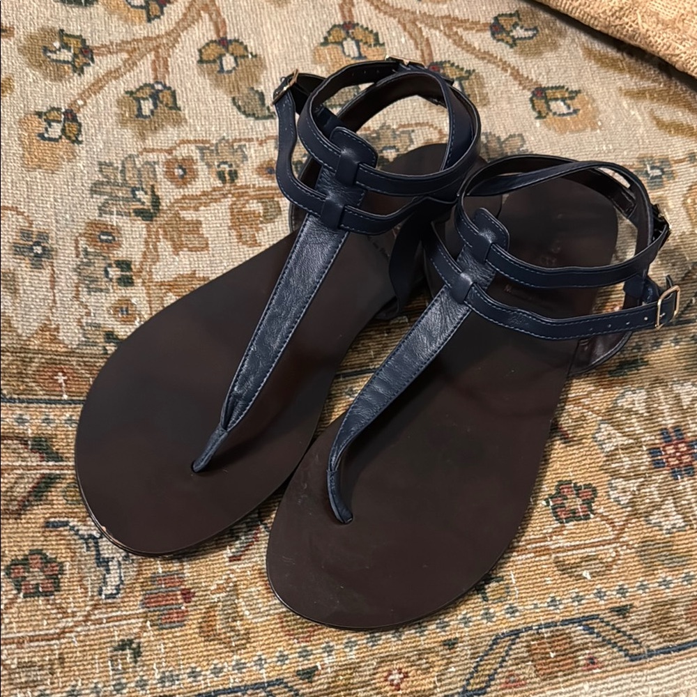 JCrew navy Italian leather sandals